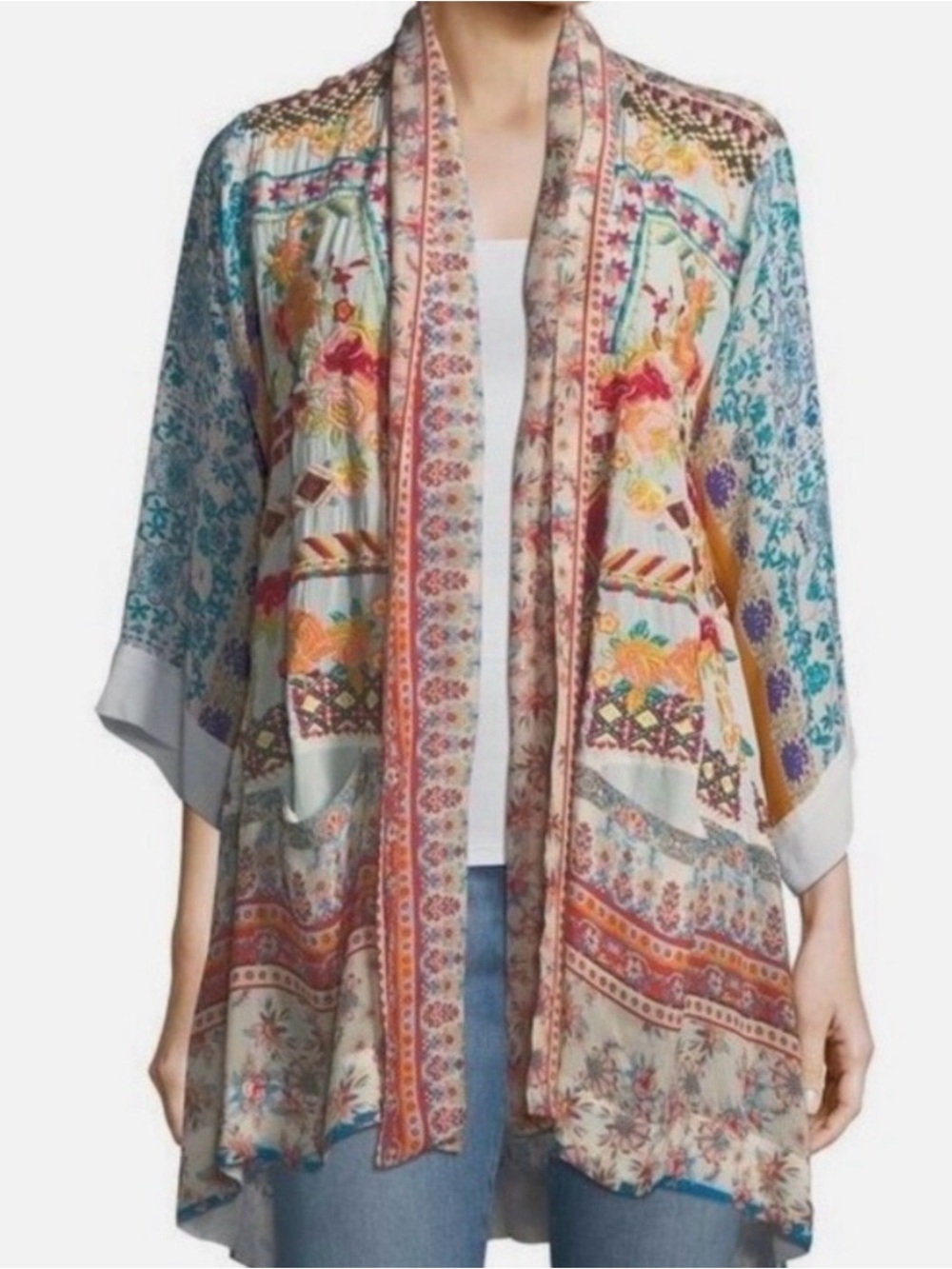 Johnny Was Silk Embroidered Kimono - Picture 3 of 14